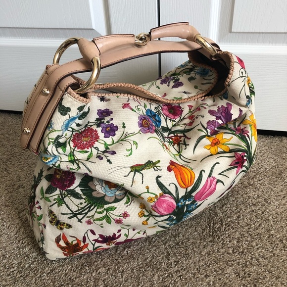 Authentic Gucci Floral Horsebit Hobo Bag Large - Picture 2 of 14